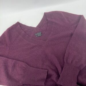 HALOGEN 100% Cashmere V Neck Sweater Pullover Plum Size XXL